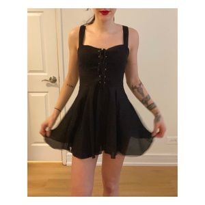 Free People Black Lace Up Dress